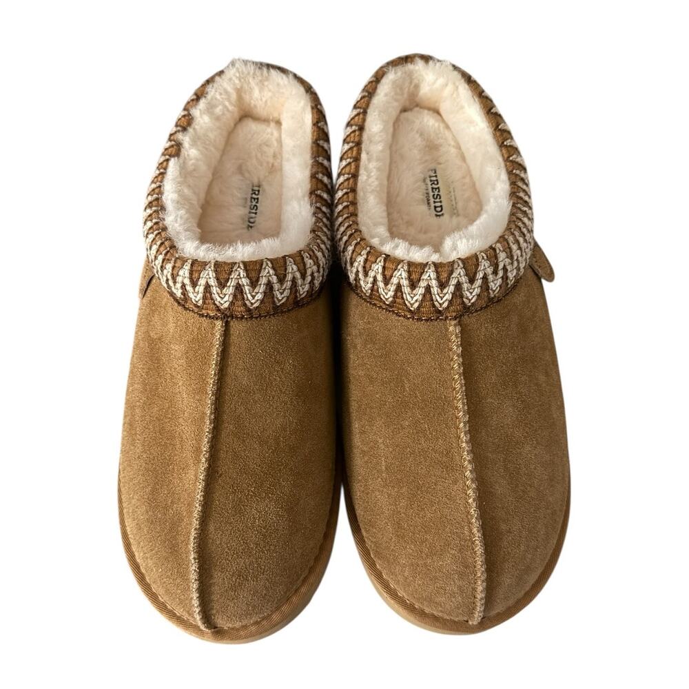 Fireside Dearfoams Grafton Genuine Shearling Suede Clog Slippers 12